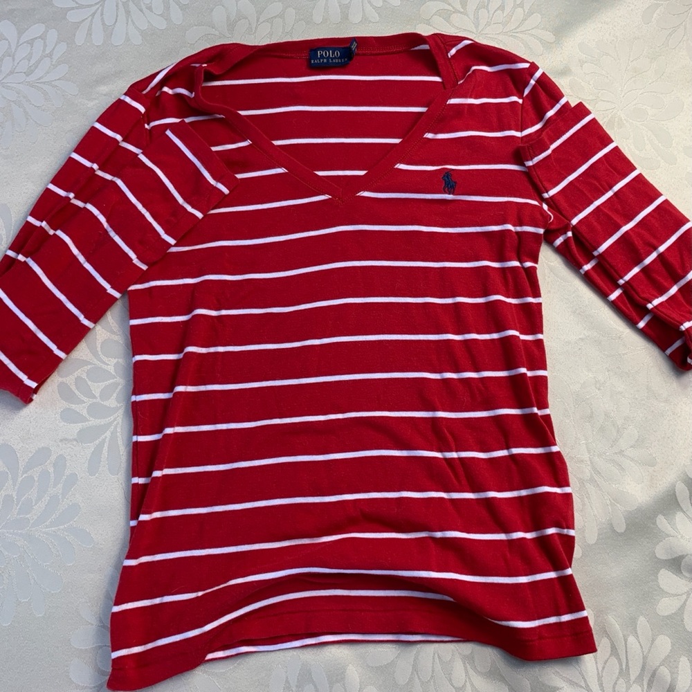 Size M-Ralph Lauren Sport Shirt White/Red